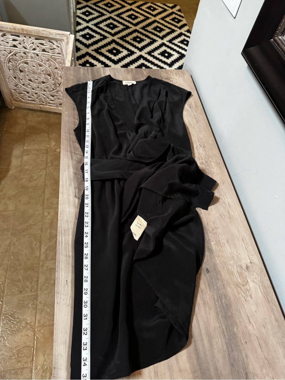 L'AGENCE Black Cap-Sleeve Wrap Mini Dress - Picture 6 of 10